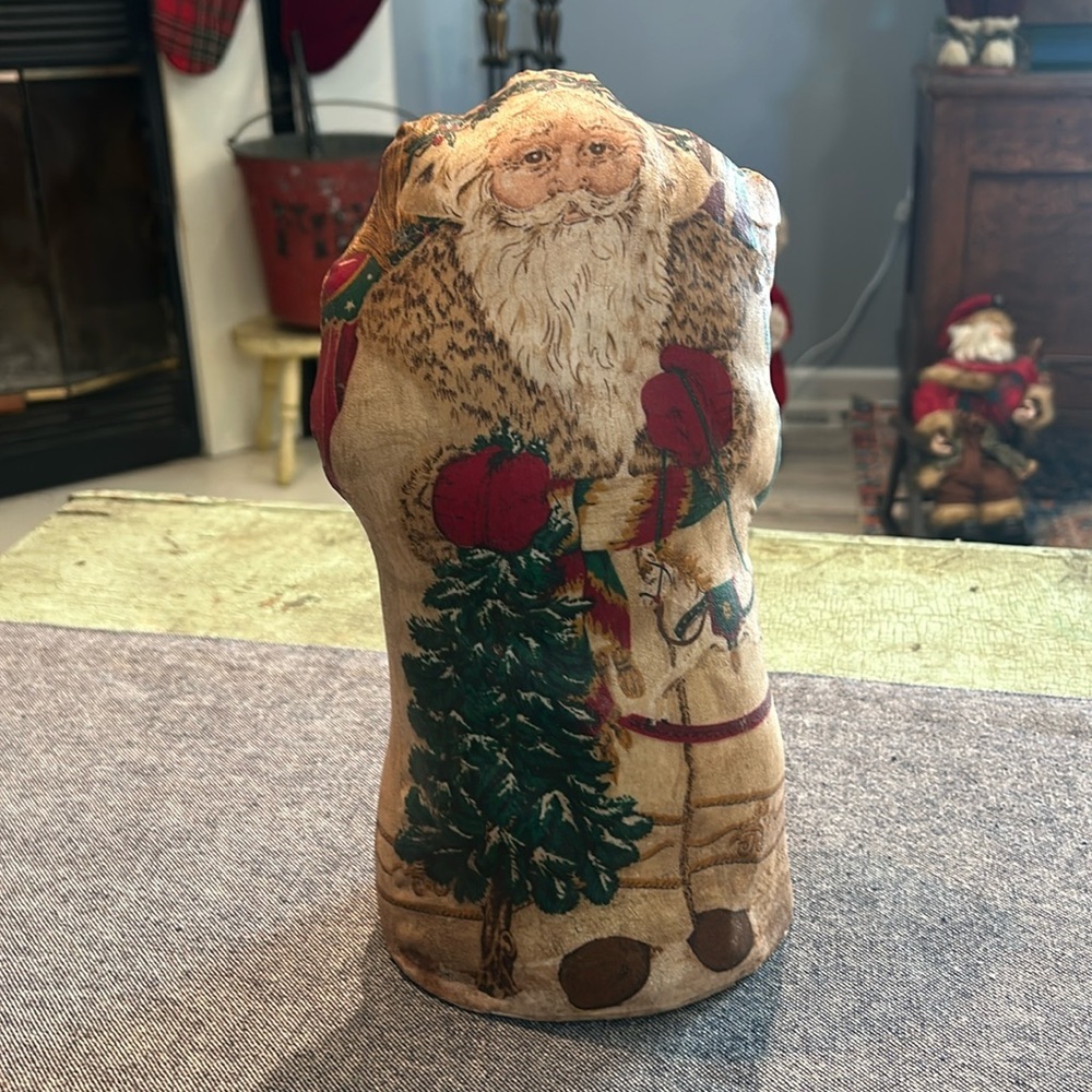 Vtg Santa Father Christmas Painted Pillow Completed Sew & Stuff 16” H 1980s